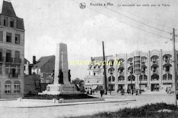 ancienne carte postale de Knokke Le monument aux morts pour la patrie