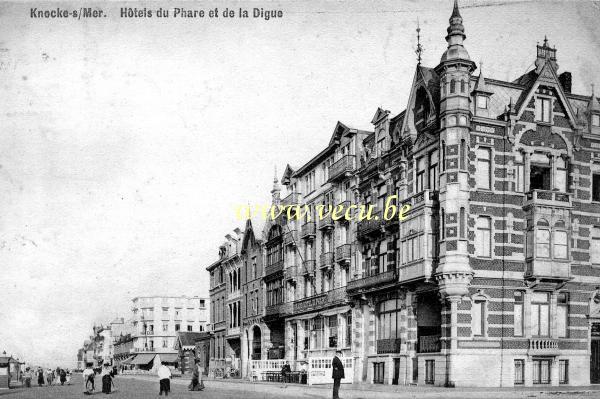 ancienne carte postale de Knokke Hôtels du Phare et de la Digue