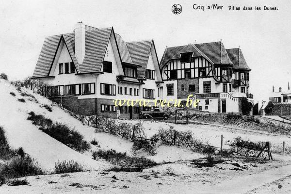 ancienne carte postale de Le Coq Villas dans les Dunes