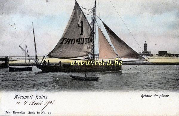 ancienne carte postale de Nieuport Retour de pêche