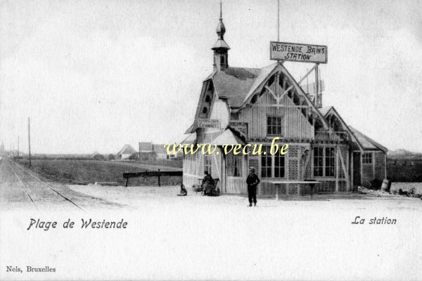 ancienne carte postale de Westende La station