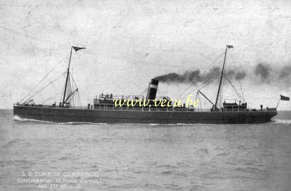 ancienne carte postale de Paquebots S.S. Duke of Clarence Continental service via Hull and Zeebrugge