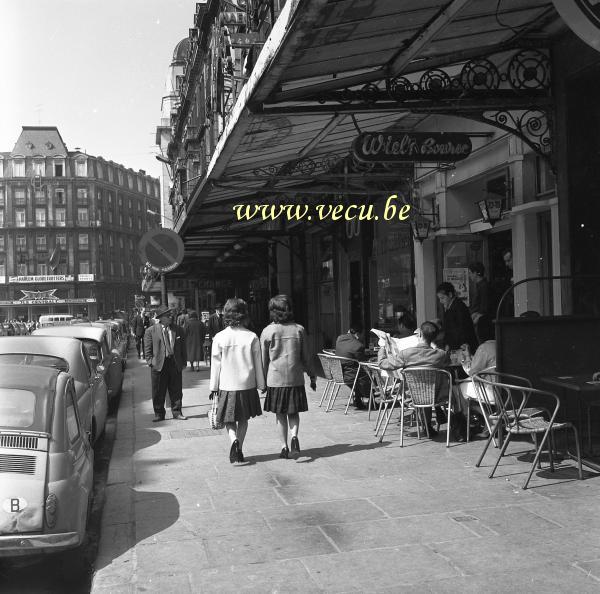 photo ancienne  de Bruxelles - La bourse  Rue de la Bourse - terrasse du café Wiels Bourse