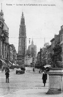 carte postale de Anvers La tour de la Cathédrale et le canal au sucre