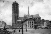 carte postale ancienne de Malines La Cathédrale St. Rombaut et l'hôtel de Ville