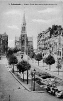 postkaart van Schaarbeek Avenue Louis Bertrand et église St-Servais