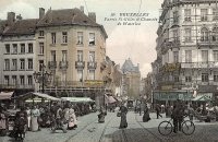 carte postale ancienne de Saint-Gilles Parvis St-Gilles et chaussée de Waterloo