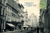 carte postale ancienne de Saint-Gilles Porte de Hal vue de la chaussée de Waterloo