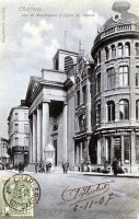 carte postale ancienne de Charleroi Rue de Marchiennes et Eglise St Antoine
