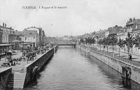 carte postale ancienne de Tournai L'Escaut et le marché