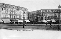 carte postale ancienne de Mons Place de la Station