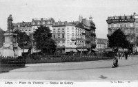 carte postale ancienne de Liège Place du Théatre - Statue de Gretry