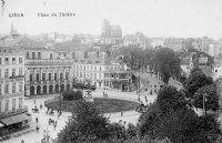 carte postale ancienne de Liège Place du Théatre