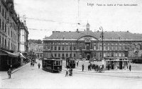carte postale ancienne de Liège Palais de Justice et Place Saint-Lambert