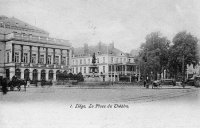 carte postale ancienne de Liège La Place du Théatre