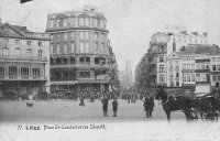 carte postale ancienne de Liège Place St Lambert et rue Léopold