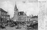 carte postale ancienne de Liège Nouvelle Poste et place Cockerill