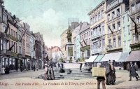 carte postale ancienne de Liège Rue Vinâve d'Ile - La Fontaine de la Vierge, par Delcour.