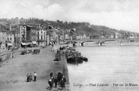 carte postale de Liège Pont Léopold - vue sur la Meuse