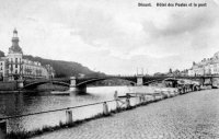 carte postale ancienne de Dinant Hôtel des Postes et le pont.