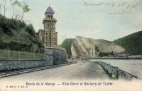 carte postale ancienne de Profondeville Villa Bivor et rochers de Tailfer