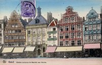 carte postale ancienne de Gand Vieilles maisons du marché aux grains