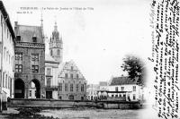 carte postale ancienne de Termonde Le palais de Justice et l'Hôtel de Ville