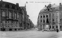 carte postale ancienne de Louvain Rue Léopold et statue de Juste Lipse