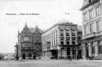 carte postale ancienne de Tirlemont Place de la station