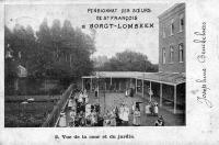 carte postale ancienne de Borchtlombeek Pensionnat des soeurs de St François - vue de la cour et du jardin