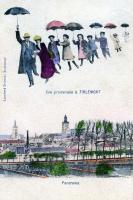carte postale ancienne de Tirlemont Une promenade à Tirlemont - Panorama