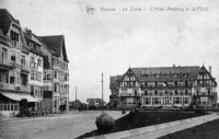 carte postale ancienne de Knokke L'hôtel Memling et la place