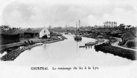 carte postale ancienne de Courtrai Le rouissage du lin à la Lys