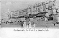 carte postale ancienne de Blankenberge Les Hôtels de la Digue Centrale