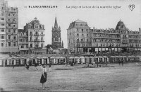 carte postale ancienne de Blankenberge La plage et la tour de la nouvelle église