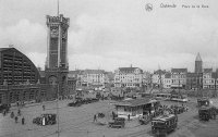 carte postale ancienne de Ostende Place de la Gare