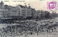 carte postale ancienne de Ostende La Plage et les grands Hôtels