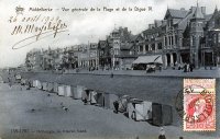 carte postale ancienne de Middelkerke Vue générale de la plage et de la digue