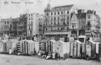 carte postale ancienne de Wenduyne La Digue (et les cabines de plage devant l'Hôtel Pauwels)