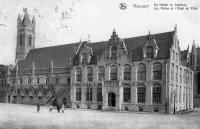 carte postale ancienne de Nieuport Les Halles et l'hôtel de ville