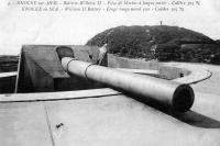 carte postale ancienne de Knokke Batterie Wilhem II - Pièce de marine à longue portée - Calibre 305mm