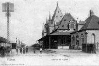 carte postale ancienne de Furnes Intérieur de la gare