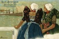 carte postale ancienne de Paquebots Red Star Line  -  Antwerp - New York - Antwerp - Boston. Henri Cassiers