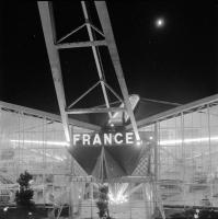 Expo58 Bruxelles Vue nocturne du pavillon de la France