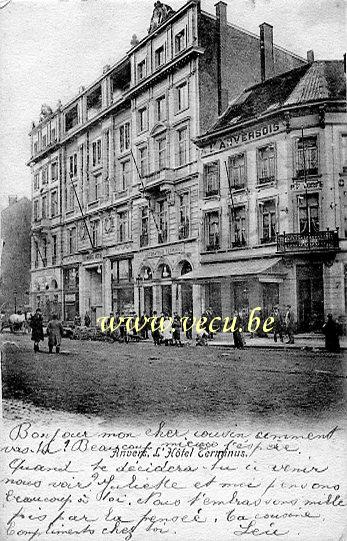 ancienne carte postale de Anvers L'Hôtel Terminus