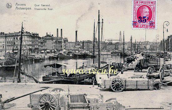 ancienne carte postale de Anvers Quai Flamand