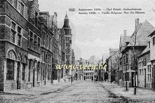 ancienne carte postale de Anvers Vieille Belgique. Rue des Métiers