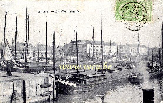 ancienne carte postale de Anvers Le vieux bassin