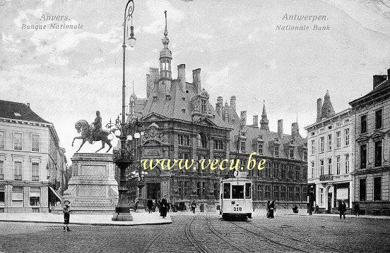 ancienne carte postale de Anvers Banque nationale
