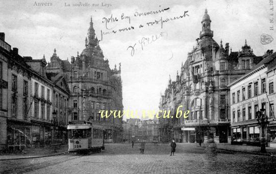 ancienne carte postale de Anvers La nouvelle rue Leys
